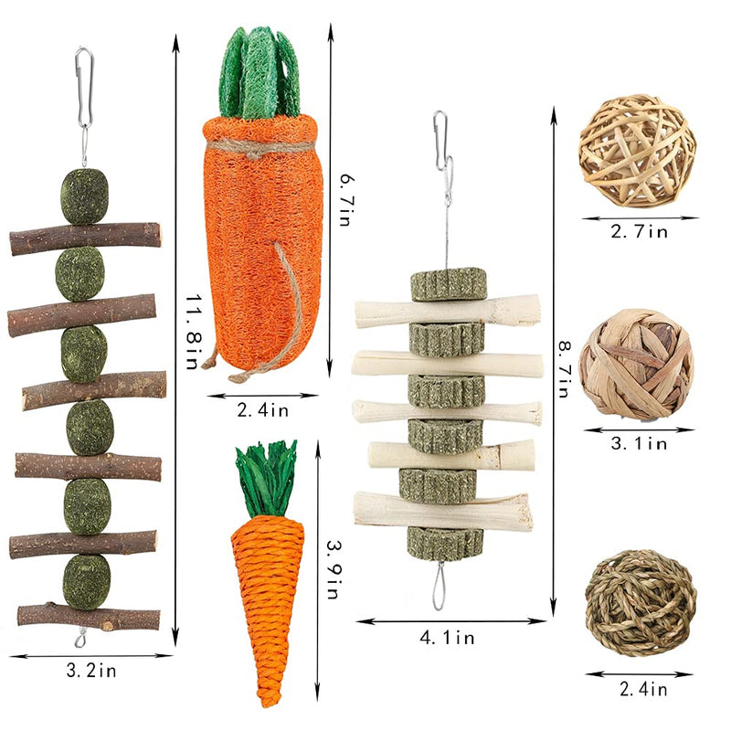 iBoBoy Rabbit Chew Toys Bunny Toys Guinea Pigs Chew Treat Play Balls Rolling Molar Toys Cage Entertainment Accessories for Hamsters Rat Chinchilla Gerbils with Loofa Carrot Toy - PawsPlanet Australia