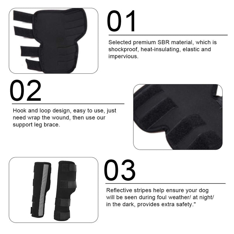 Dog Front Leg Braces Canine Paw Compression Wraps Pet Knee Pad Dog Elbow Protector with Reflective Straps Help with Ligament Injuries Sprains and Loss of Stability Caused by Arthritis(Black L) Black L - PawsPlanet Australia