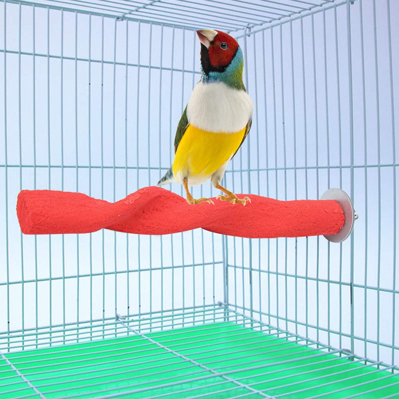 Wooden Bird Perch Rod Frosted Rod Standing Frame Stand Pole Parrot Chewing Biting Grinding Nail Toy Parrot Scratching Stick Perch Red - PawsPlanet Australia