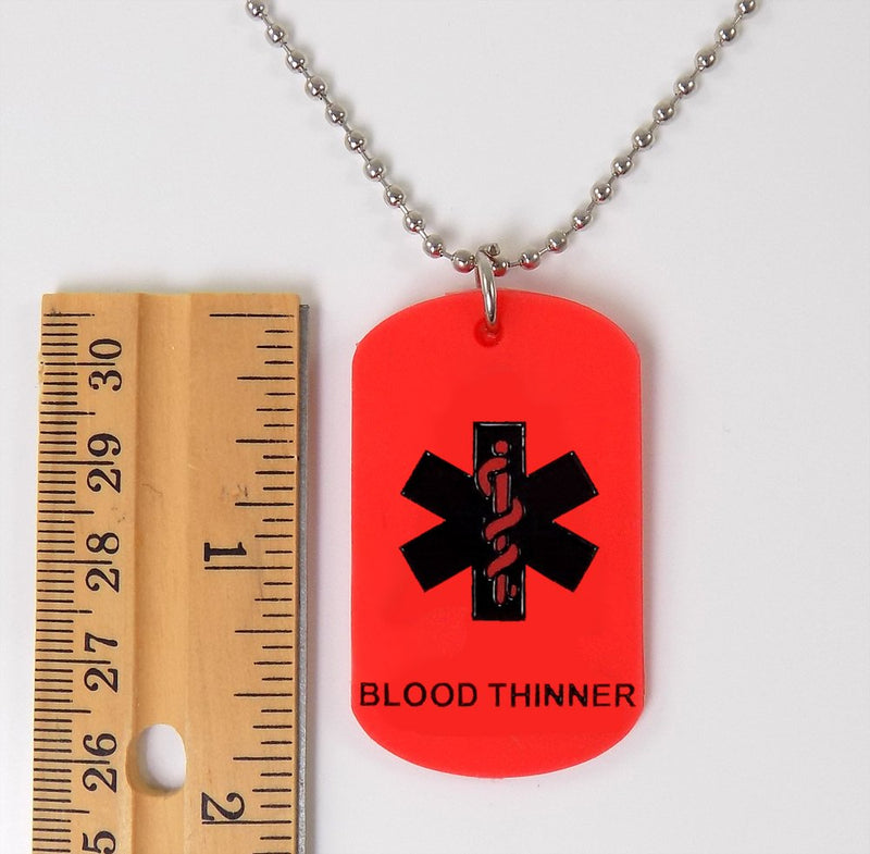 2 Pack - BLOOD THINNER Dog Tags Medical Alert Necklaces Red and Black Silicone - PawsPlanet Australia