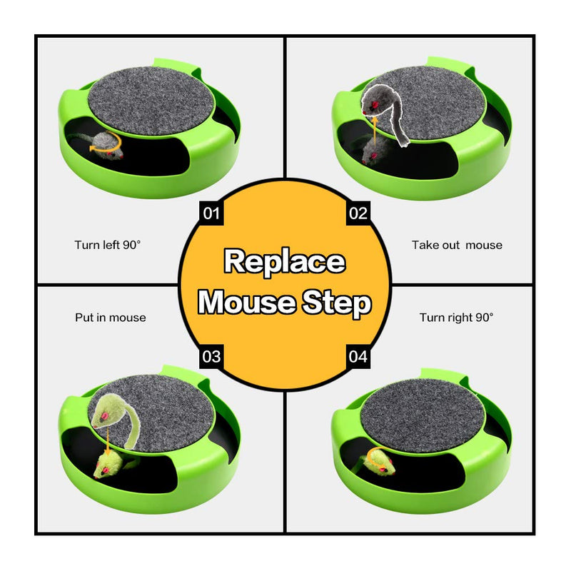 homewinner Upgraded Catch The Mouse Toy, Interactive Cat Toy with Replaceable Rotating Mice and Scratch Pad Cat Catch The Rotating Mouse Plush Moving Toy for Cat Kitten Play Fun Exercise HW-P-C006N - PawsPlanet Australia