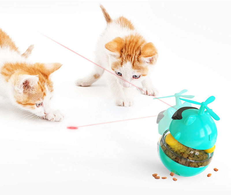 Cat Laser Toys for Indoor Playing,Food Dispensing Interactive Tumbler Slow Feeder with IQ and Mental Stimulation for Cat and Kitten Boredom Ease Eating Playing Exercise Hunting Toy (Turquoise) - PawsPlanet Australia