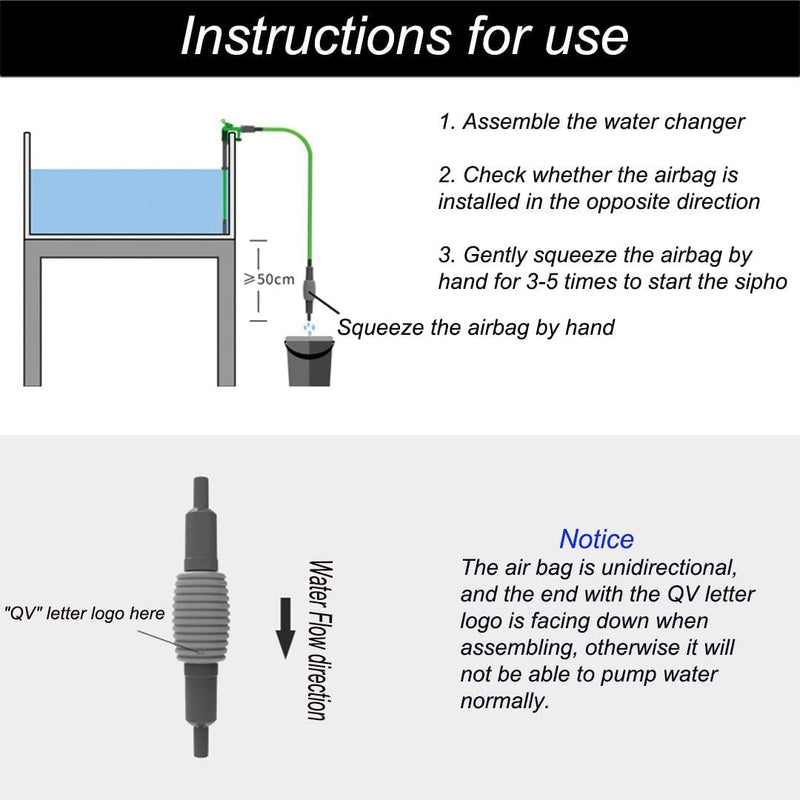 Aquarium Vacuum Siphon and Algae Scraper Small Kits, Fish Tank Cleaning Tools,Algae Scraper is Suitable for Aquarium Glass Cleaner, Aquarium Siphon is Suitable for Gravel Cleaning and Water Change. - PawsPlanet Australia