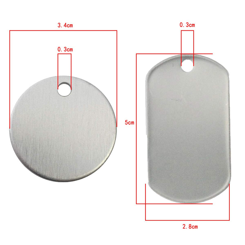 JieGuanG Dog Tags, 2 Pcs 2 Specification Stainless Steel Blank Pet ID Label - PawsPlanet Australia