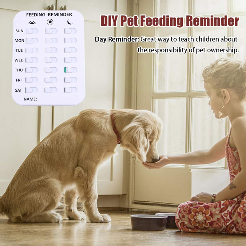 POHOVE Pet Feeding Reminder Magnetic Reminder Sticker, Pet Feeding Schedule Dogs Cats Fish AM/PM Daily Indication Chart Feed Your Puppy Pet, Fridge Magnets and Double Sided Tape Easy to Stick White - PawsPlanet Australia