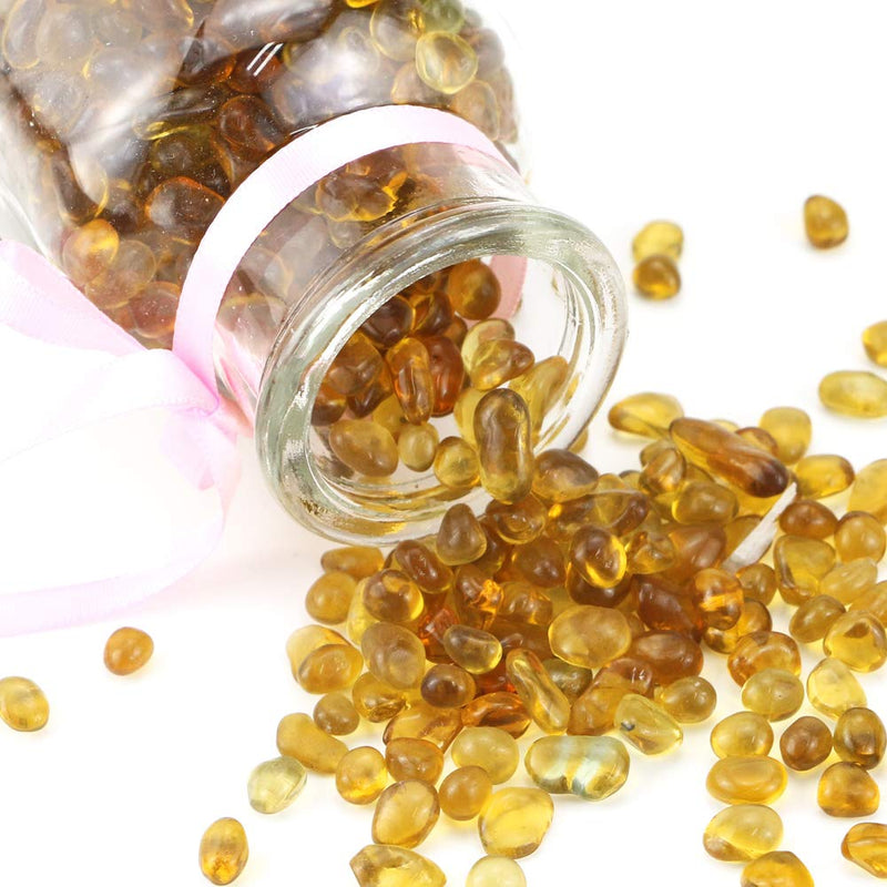 [Australia] - Neworkg 1.1 lb Amber Glass Stones, Smooth Vibrant Colors Gem Glass Gravel for Home Decoration, Vase Filler, Aquarium Fillers, Flower Pots Decor, Display 