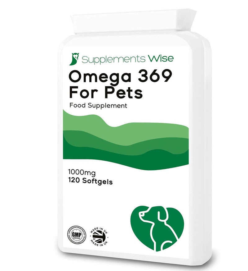 Omega 3 6 9 For Dogs and Cats - 120 x 1000mg Capsules - Fish Oil Supplement for Healthy Skin and Shiny Coat - Relief From Allergies and Bites From Fleas or Ticks - Maintain Healthy Joints and Heart - PawsPlanet Australia