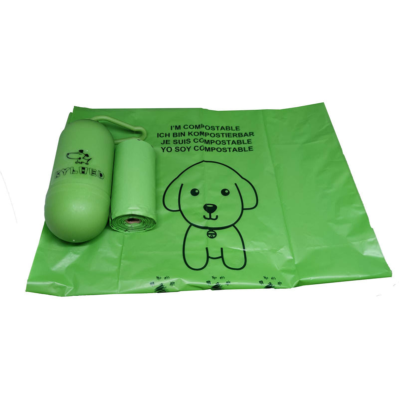 [Australia] - KYLHED Dog Bags,Dog Poop Bag Dispenser, Biodegradable Dog Bags Use Green Color with 2 Rolls and one Dispenser 
