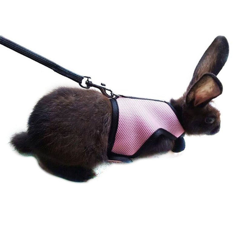 [Australia] - UEETEK Soft Harness with Lead for Rabbits Bunny Elastic Length 47 inch - Size L(Pink) 