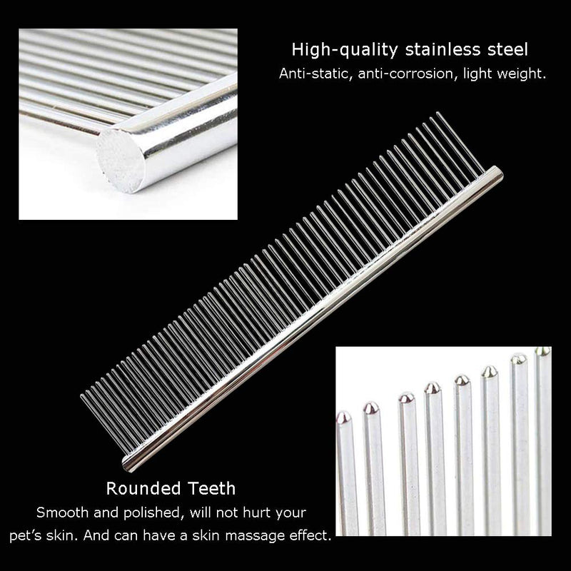 Kingrun Stainless Steel Pet Comb, 4 Pack Pet Grooming Steel Comb with Rounded Teeth, Metal Comb For Dogs, Cats and Other Pets with Tangled Short/Long Hair (16 x 2.5cm, 19 x 3cm, 19 x 4cm, 19 x 5cm) - PawsPlanet Australia