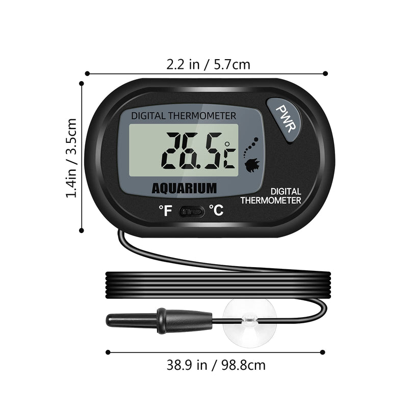 Thlevel Aquarium Thermometer LCD Digital Thermometer with Probe and Suction Cup for Fish Tank Water Temperature Incubator Reptile Habitat Temperature (2PCS) 2PCS - PawsPlanet Australia