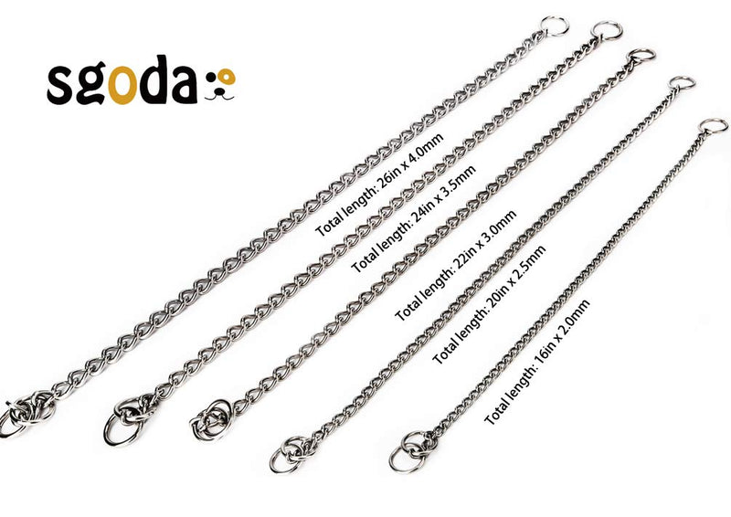 [Australia] - SGODA Chain Dog Training Choke Collar, 304 Stainless Steel, 3 Rings 25", 4mm 