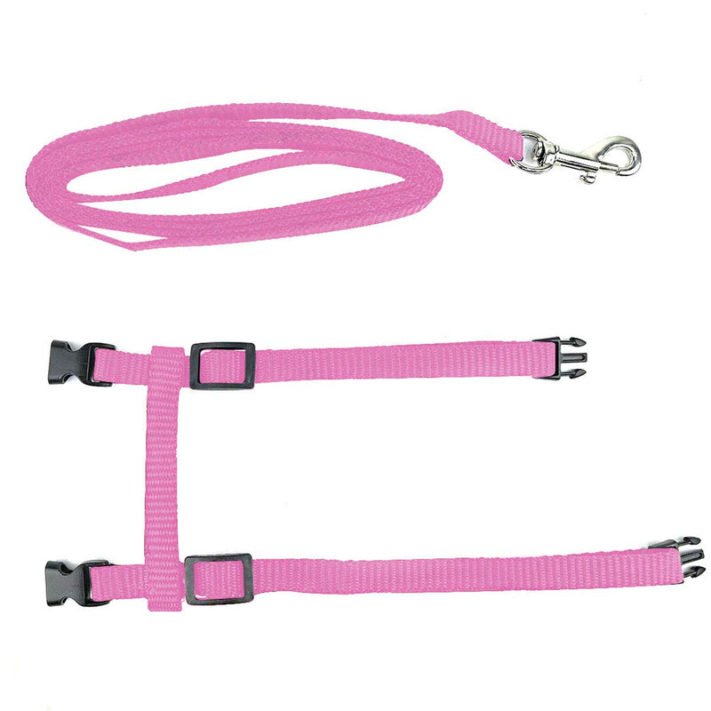 Cat Set of Harness Nylon Lead 125cm (Pink) - Soft Adjustable - Best for Kitten Walking pink - PawsPlanet Australia