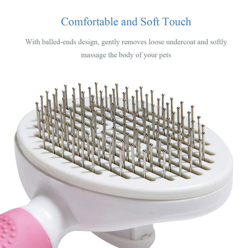 WLTHO Pet Grooming Brush for Cat and Dog, Self-cleaning Slicker Brush for Grooming and Shedding Gently & Effectively for Any Long or Short Haired Pets, Blue - PawsPlanet Australia