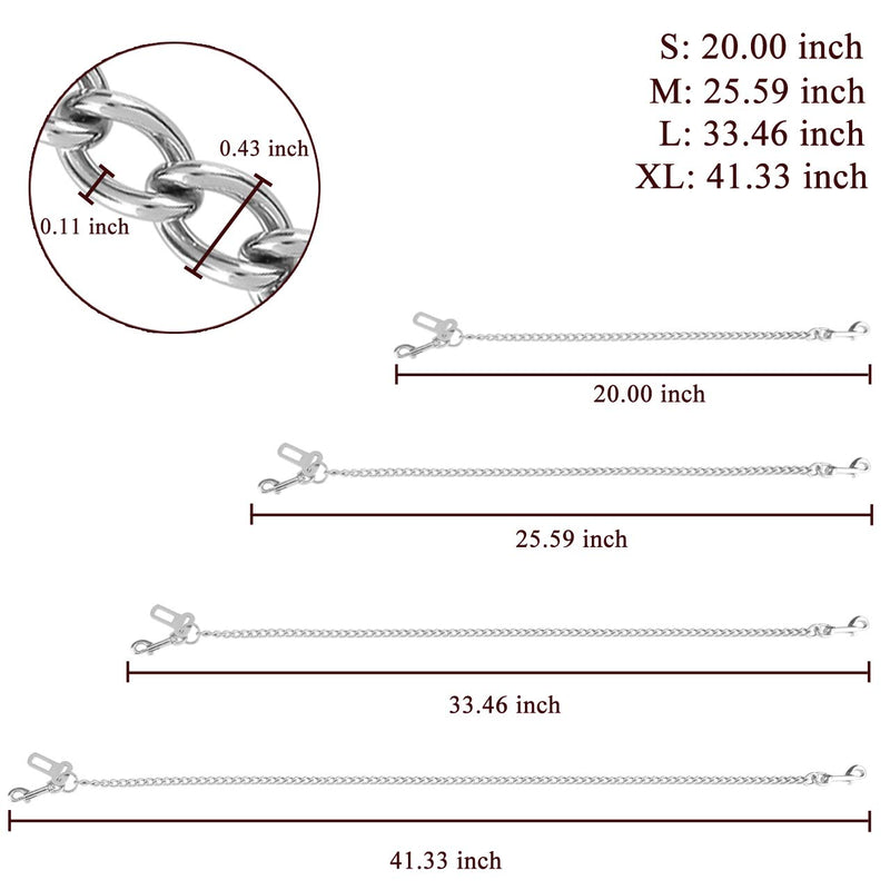 Mogokoyo Stainless Steel No chew Dog Car Seat Belt, Pet Vehicle Safety Restraint Tether, Heavy Duty Big Canine Dog Car Leash Strap with Double Clip and Latch Attachment-20 Inch 20.8 Inch/53 CM - PawsPlanet Australia