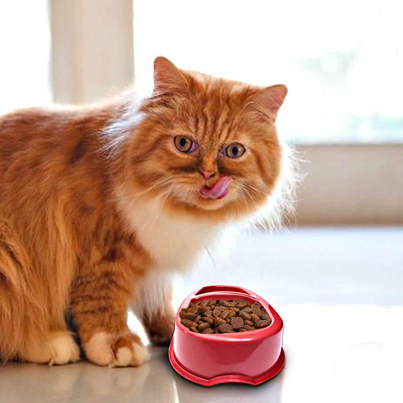 Cat Bowl – Red Coloured – Double Feeding Tray – NON-SLIP & SPILL FREE – Slightly Raised Platform – Protects Floor from Being Scratched - PawsPlanet Australia