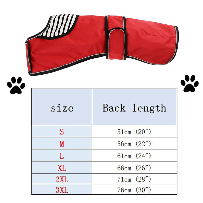 Morezi Dog Raincoat with Reflective Bar, Rain/Water Resistant, Adjustable Vest - Stylish Premium Dog Raincoats for Greyhounds, Lurchers and Whippets - Red - S Small (Length: 51CM) - PawsPlanet Australia