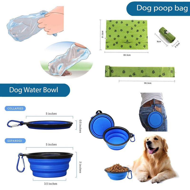 Dog Treat Bag - Training Pouch for Dogs with Collapsible Food Bowl - Pet Training Bag with Adjustable Waist Strap and 3 Rolls Poop Bags - Food Snack Kibble Storage Holder Walking with Dogs - PawsPlanet Australia