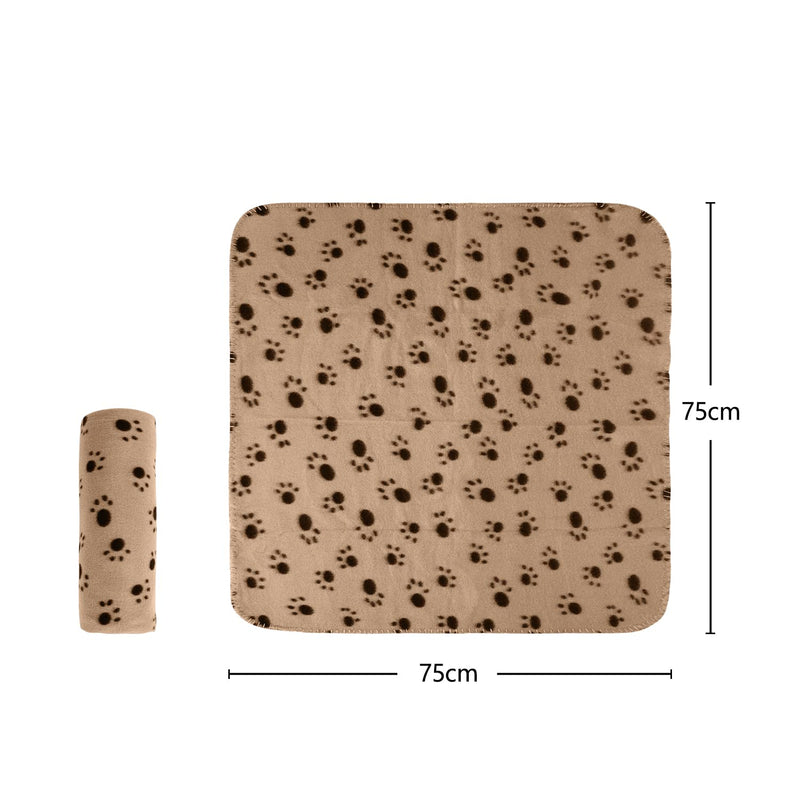 Nobleza - 6 x Dog Blanket Cat Cushion Puppy Kitten Sleep Pad Mat Pet Bed Cover Washable Warm Soft Fluffy Fleece Blankets Beige 75 * 75cm 75*75 - PawsPlanet Australia