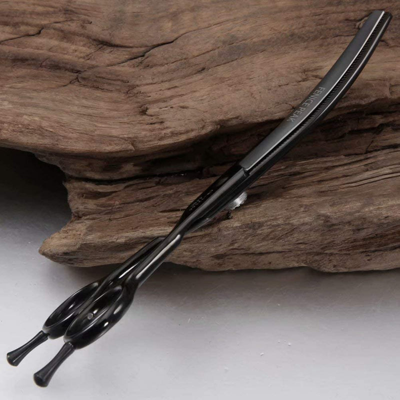 Fenice Peak Professional Dog Grooming Scissors Pet Curved Thinning Shears 7.0'' Extremely Sharp Blades 440C Steel Thinning Scissors Durable Smooth Motion & Fine Cut for Dogs and Cats(Black) Black - PawsPlanet Australia