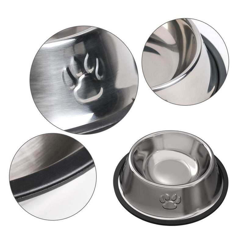 [Australia] - WANTKA Cat Bowl Dog Bowl Pet Stainless Steel Cat Food Water Bowl Non-Slip Rubber Base for Small Dogs Cats Animals Sliver 