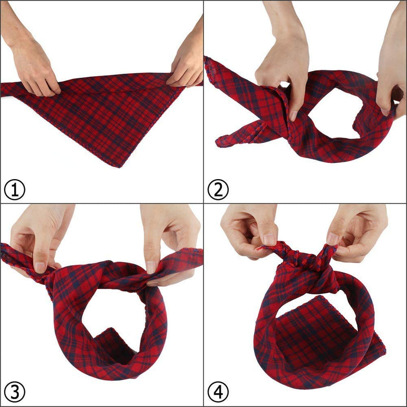 Dadabig 4 Pack Dog Bandana, Dog Kerchief Neckerchief Plaid Bibs Scarf Adjustable Reversible Triangle Bibs Scarf Accessories for Small Medium Large Dog and Cats, 4 Colors - PawsPlanet Australia