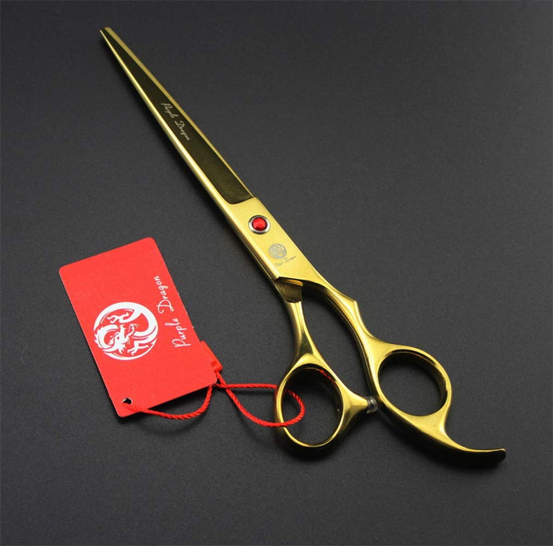 [Australia] - Purple Dragon 7.0 inch Rhinestone Decoration 3PCS Pet Grooming Scissors Dog Hair Cutting & Thinning Shears Set Gold 