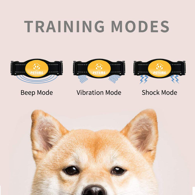 [Australia] - Peteme Shock Collar for Dogs, Dog Training Shock Collar Rechargeable with Beep/Vibration/Shock,100% Waterproof, 1200 ft Remote Trainer Range Collar for Small Medium Large Dogs. 