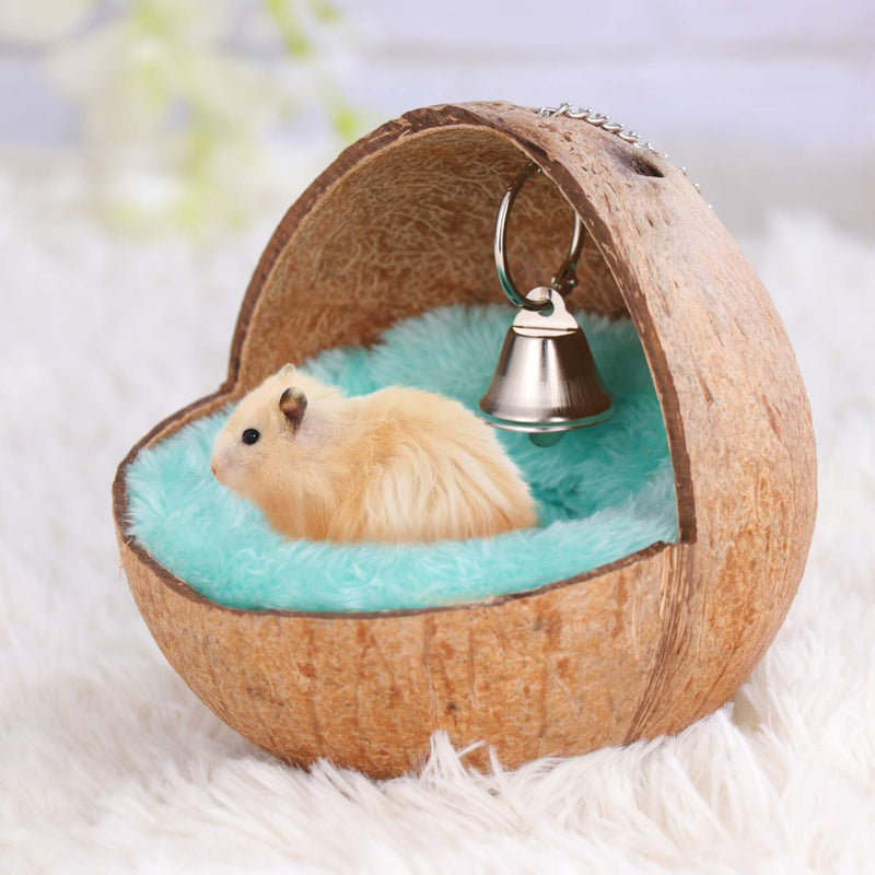 POPETPOP Hamster Nest Hanging Coconut Shell for Birds Warm Sleeping Bed Bird Nest Bird House Resting Place for Hedgehog Squirrel Pig Guinea - PawsPlanet Australia