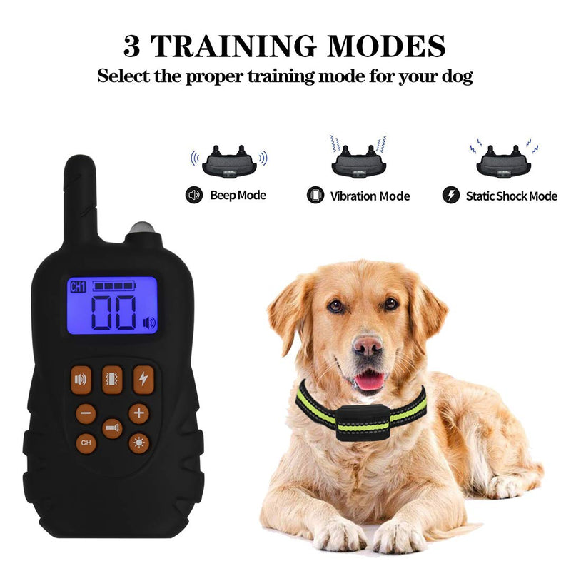 [Australia] - LOVSHARE Dog Training Collar, Rechargeable and Waterproof Dog Shock Collar with 4 Training Modes, Beep,Vibration, Shock and Light for Small Medium Large Dogs, 2600ft Remote Range 