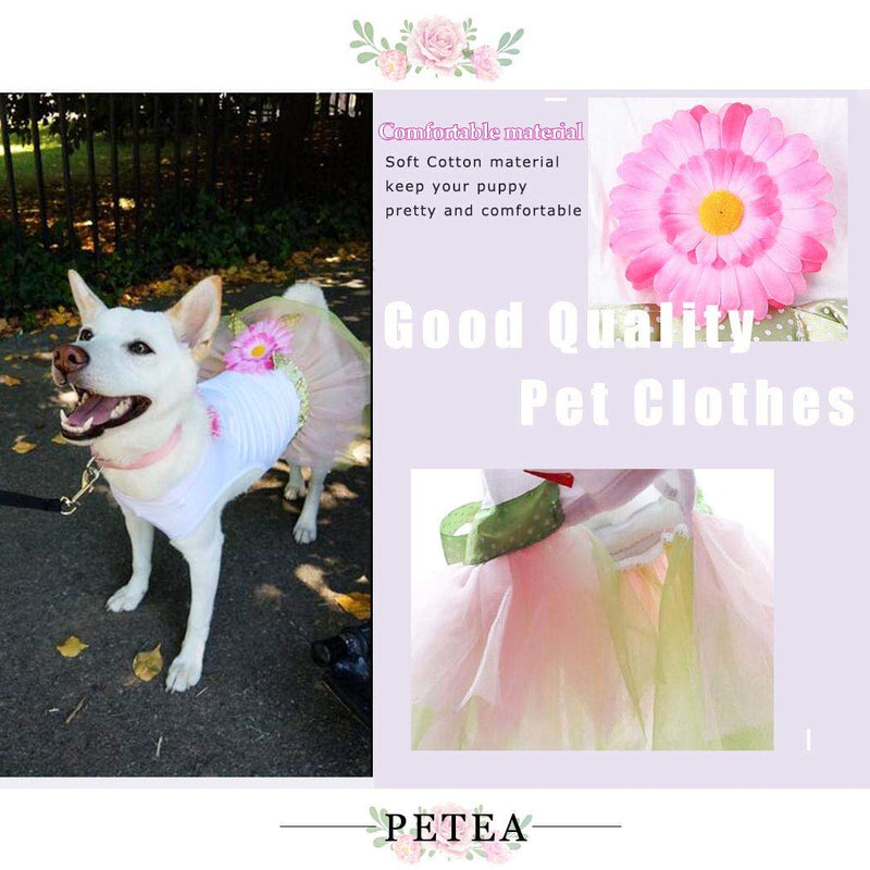 [Australia] - Petea Daisy Flower Gauze Tutu Dog Dress Vest Apparel Skirt Clothes Pet Puppy Bowknot Princess Clothes for Dogs and Cats L 