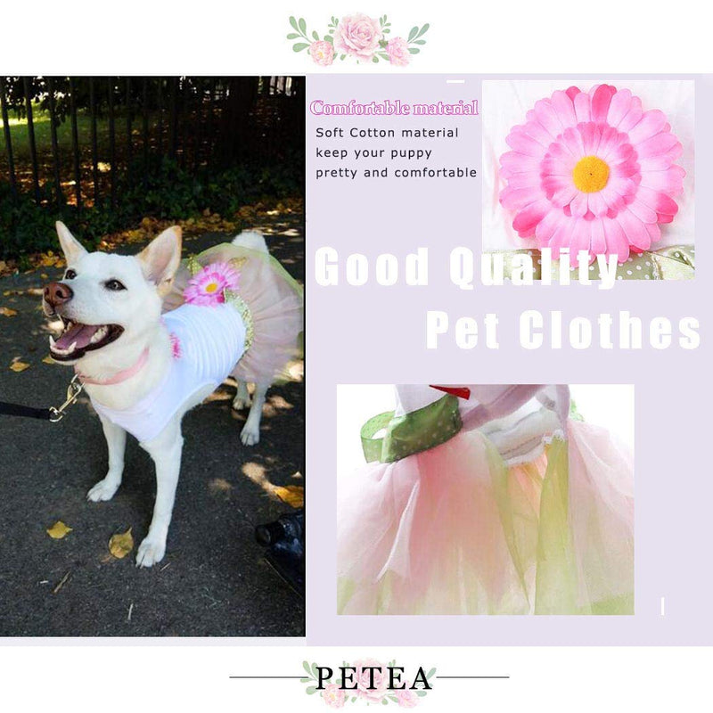 [Australia] - Petea Daisy Flower Gauze Tutu Dog Dress Vest Apparel Skirt Clothes Pet Puppy Bowknot Princess Clothes for Dogs and Cats Small 