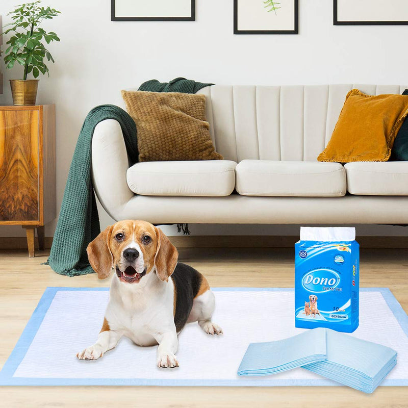 Dono Pet Training Pee Incontinence Pad Puppy House Training Pads Mats for Younger Pets, Adult Pets 60 * 90cm Highly Absorbent & Leakproof 1 bag 60x90 cm (Pack of 10 - PawsPlanet Australia