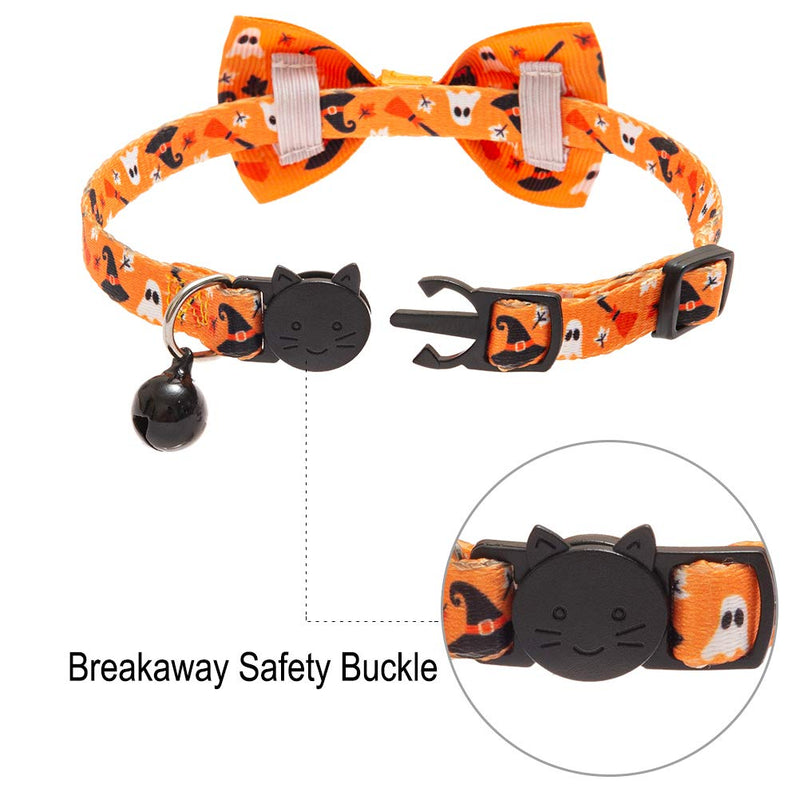 KOOLTAIL Cat Collar Breakaway with Bell - 2 Pack Bowtie Cat Collars - Cute Adjustable Collars with Safety Buckle for Indoor Outdoor Kittens Halloween - PawsPlanet Australia