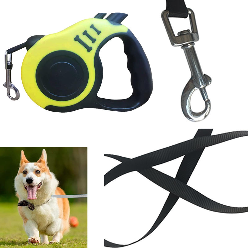 Telescopic dog leash, dog retractable leash, large dogs, 3 m, pet retractable pull rope, retractable dog leash, dog leash, retractable leash for small dogs, yellow, 1 piece - PawsPlanet Australia