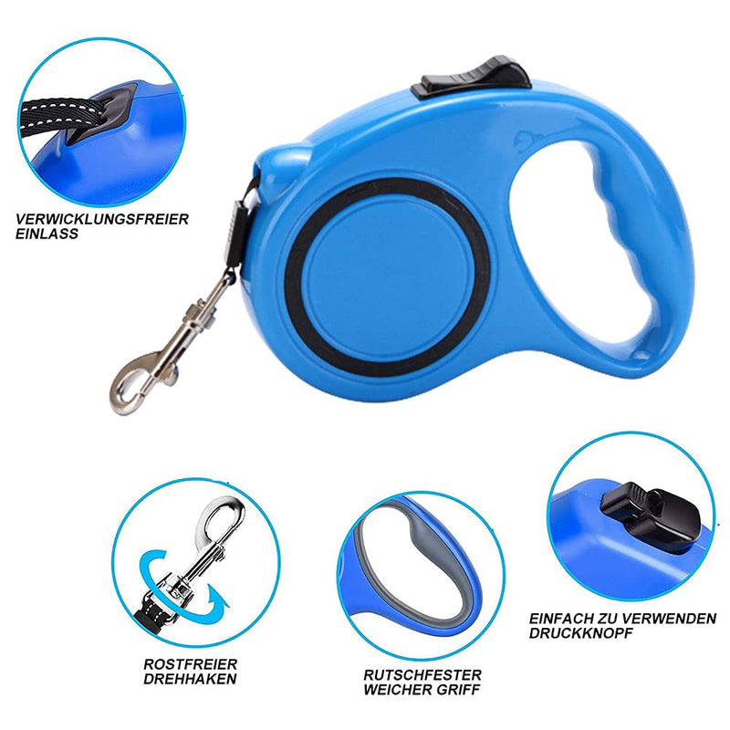 Dog leash, blue retractable dog leash, retractable dog leash, nylon retractable dog leash, retractable mystery dog leash, suitable for medium and large pets - PawsPlanet Australia