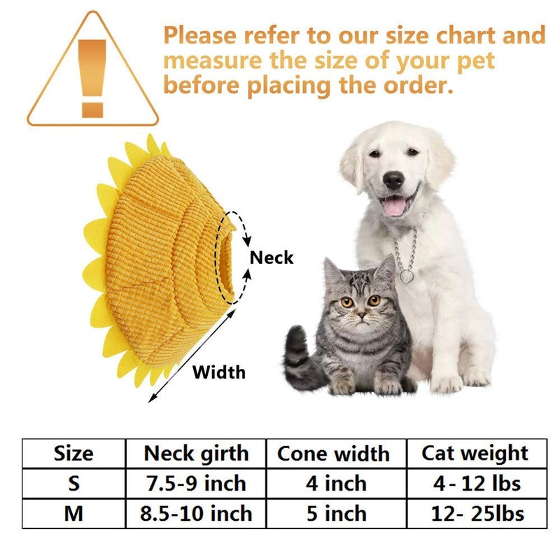 SLSON Cat Recovery Collar Soft Pet Cone Collar Protective Cotton Cone Adjustable Fasteners Collar for Cat and Puppy, Yellow S - PawsPlanet Australia