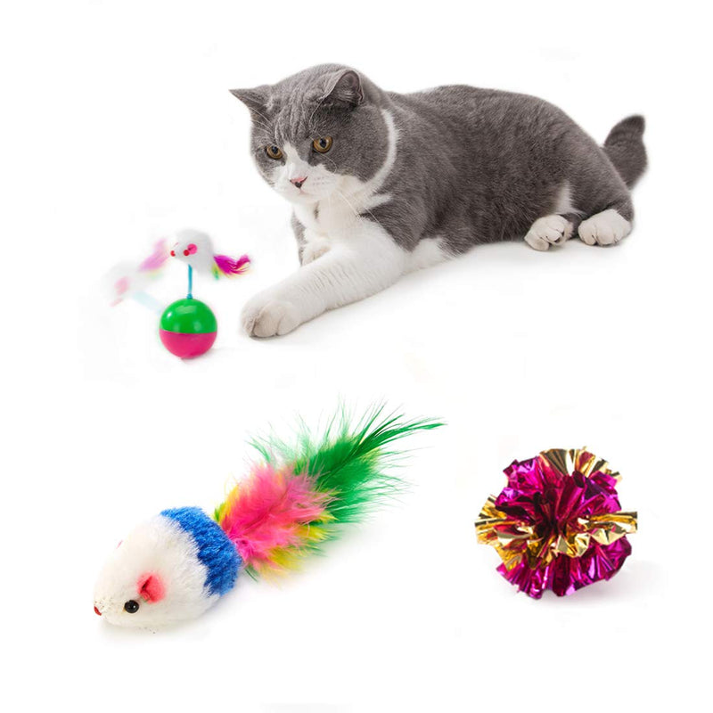 Blnboimrun Cat Toys Cat Tunnel Balls Interactive Kitten Toys Assortments Catnip Fish Feather Teaser Wand Mice - PawsPlanet Australia