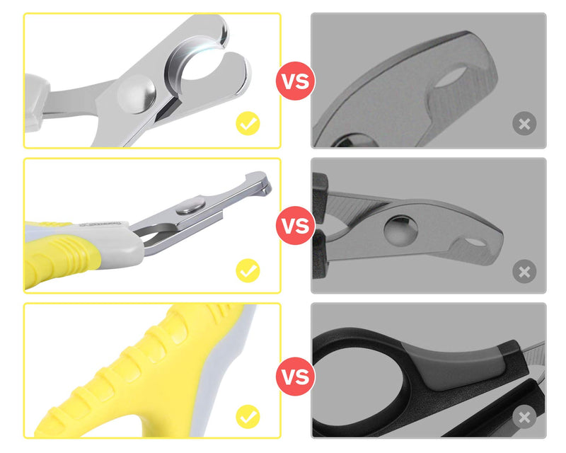 pecute Cat Nail Clippers Sharp Stainless Steel Professional Pet Nail Trimmers for Cat,Small Breed Dog, Rabbit and Small Animal(Grey+Yellow) Grey+Yellow - PawsPlanet Australia