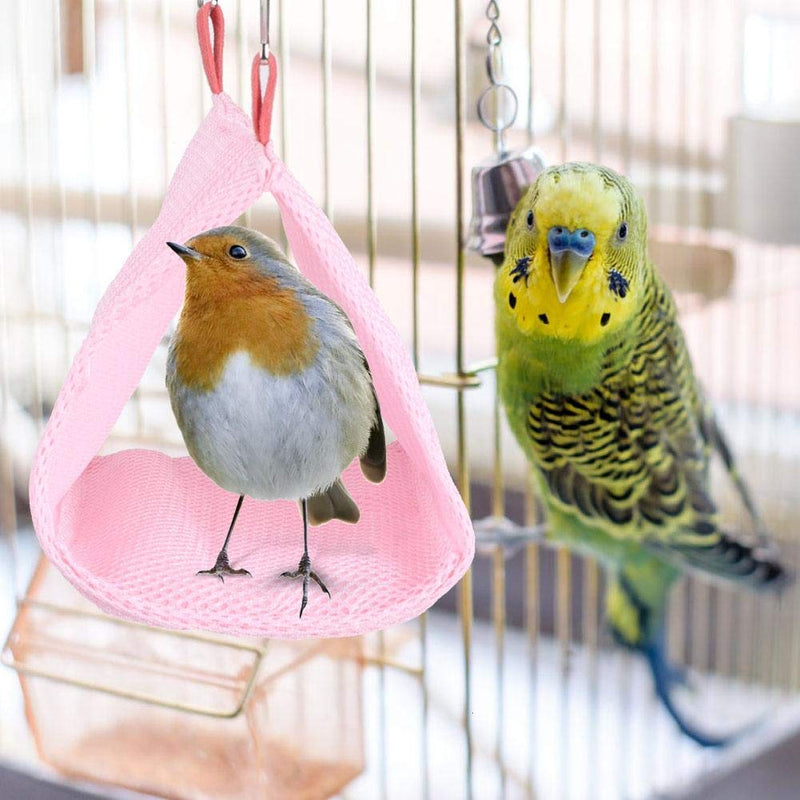 Parrot Hammock, Summer Breathable Mesh Parrot Bird Hanging Bed Tent for Budgies Eclectus Parakeet Cockatiels Lovebird Finch Cage Toy(Pink) Pink - PawsPlanet Australia