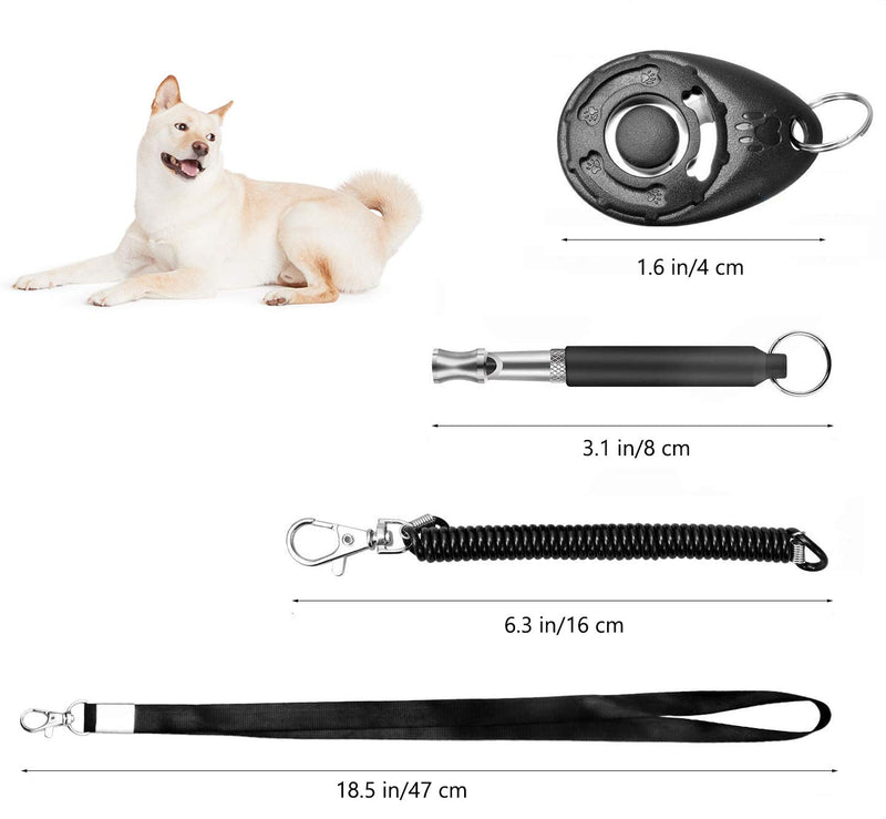 Professional Dog Whistle to Stop Barking, Trasonic Silent Dog Whistle Adjustable Frequencies, Training Clicker with Lanyard and Training Clicker for Puppies Stop Barking and Recall Training Black - PawsPlanet Australia