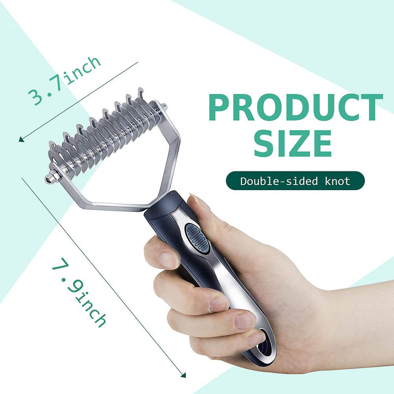 [Australia] - Huangri Dog Brush 2 Sided Undercoat Rake with Safe Rounded Blades Professional Dematting Tool for Long and Short Hair 