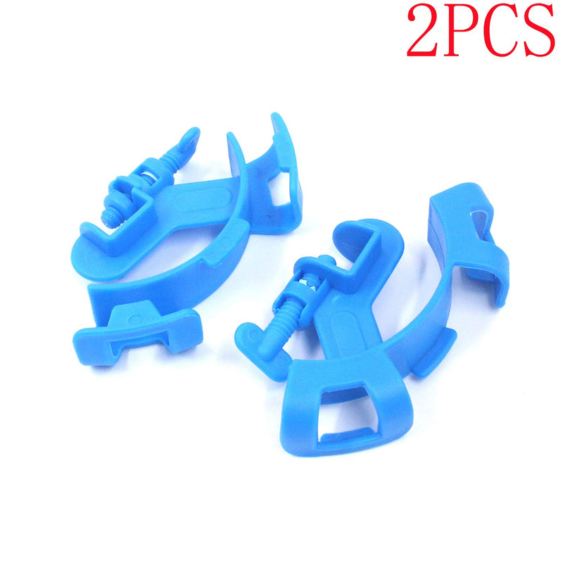 [Australia] - MTMTOOL 2Pcs Curved Shape and 2Pcs Straight Pipe Holder Adjustable Water Hose Holder Blue Plastic Water Tube Clamp Fixed Clip Aquarium Pipe Holder 