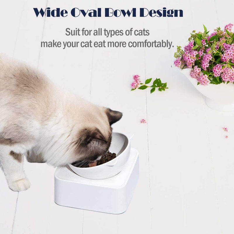 Companet Cat Dog Automatic Water and Food Bowls,Tilted Cat Food Bowl Water Food Bowl Double 0-15°Adjustable Tilted Water and Food Bowl Set,Raised Pet Bowl for Cats or Small Dogs White - PawsPlanet Australia