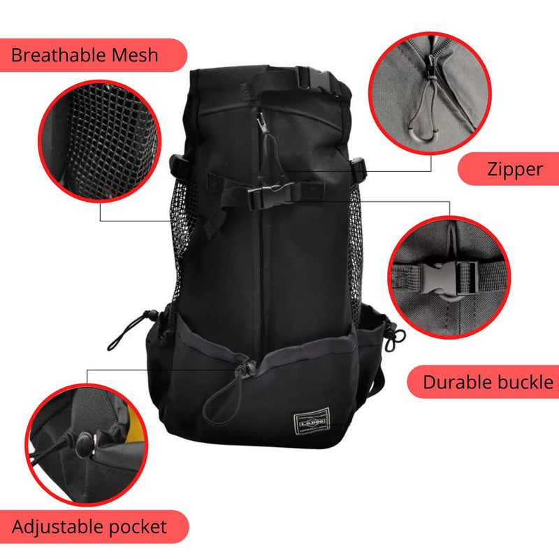 Dog Backpack Carrier with Side Pockets, Dog Carrier, Backpack for Dogs, Pet Carrier, Dog Hiking Backpack, Dog Carrying Bag Small Black - PawsPlanet Australia