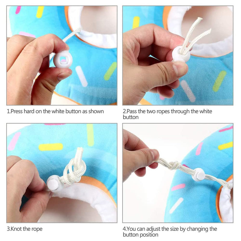 Pet Protective Collar,Adjustable Donut Cat Recovery Collars Cute Soft Cone,Pets Neck Elizabethan Collar Anti-Bite Lick Surgery Wound Healing for Cats Dogs(M) (blue) blue - PawsPlanet Australia