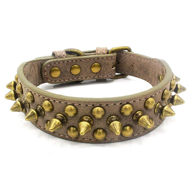 TELEYI Mushrooms Spiked Rivet Studded Adjustable Pu Leather Pet Collars for Cats Puppy Dogs XL(17"-22" Neck) Grey - PawsPlanet Australia