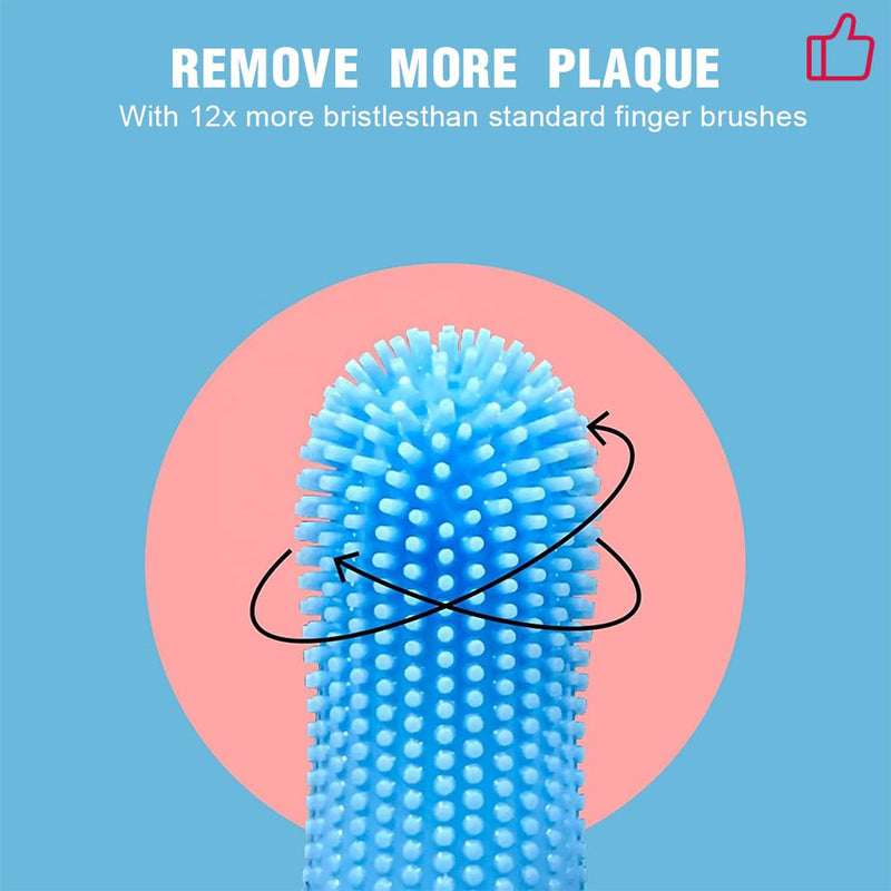 Dog Toothbrush Fingerling, Bileumec Dental Care Dog Pet Finger Toothbrush, Fingerlings Dog Dental Care, Anti-Plaque Finger Dog, Food-Safe Silicone 360° Fully Wrapped Bristles (4 Pieces) - PawsPlanet Australia