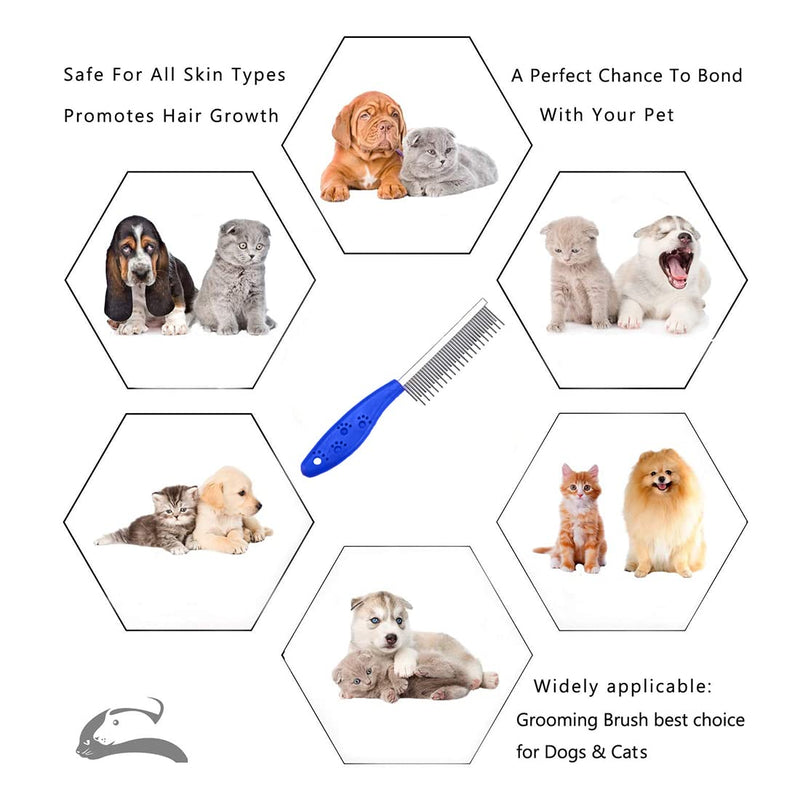 1 piece cat comb, dog comb, pet comb, dog or cat grooming comb made of stainless steel, pet brush for pet hair care for medium and long hair (blue) - PawsPlanet Australia