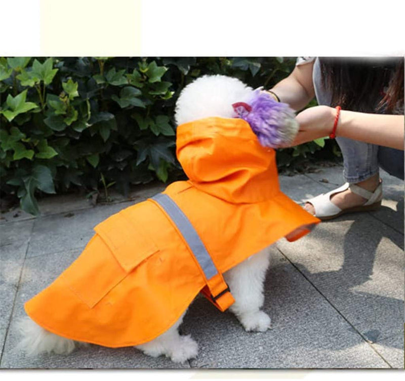 ZPP Pet Dog Raincoat Harness Poncho Hoodies Vest Lifejackets Waterproof Coat Adjustable Snow Lightweight Safe Reflective Strip Anti-Slip Windproof Snowproof Medium Large Puppies Gift Orange - PawsPlanet Australia